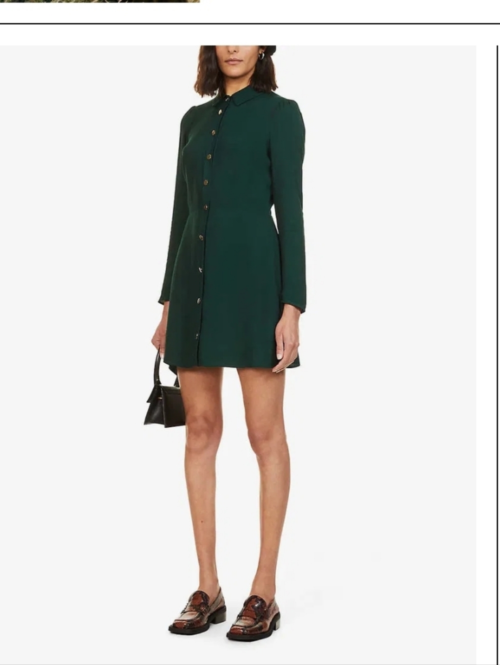 Reformation Forest Green Long Sleeve Button Mini Dress Hugh Ladies Size 2